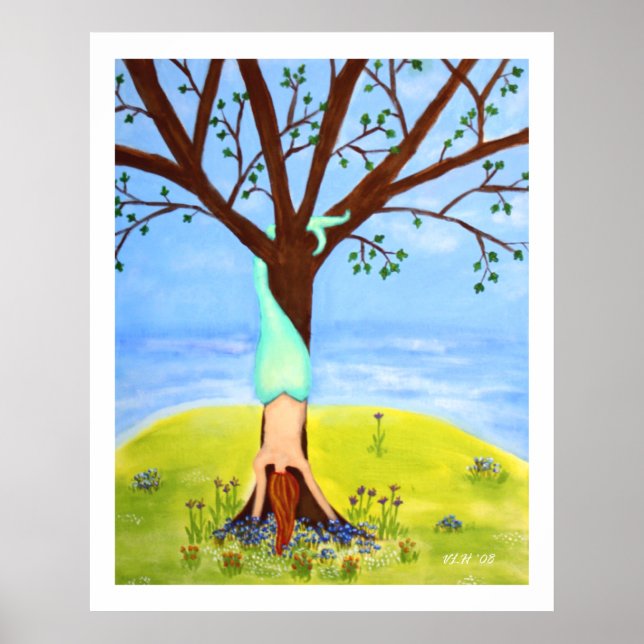 Stor utskrift av Sjöjungfrun "utanför Vatten" Poster (Framsidan)