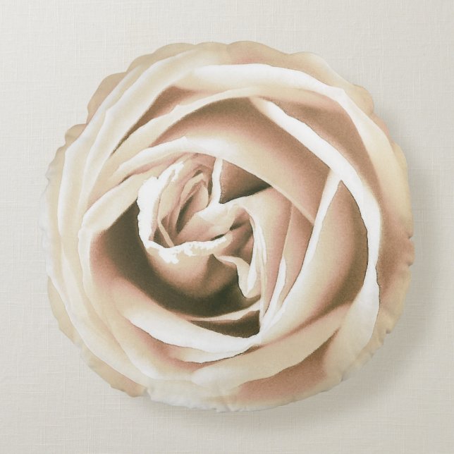 Stor utskrift av Vit ros Rund Kudde (Framsidan)