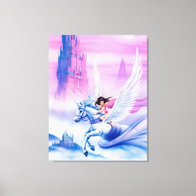 Stor utsträckt kanvastryck prinsessan Unicorn (Framsida)