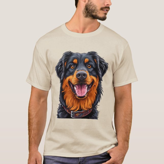 Stor, uttrycklig hund med en levande, glansig jack t shirt (Framsida)