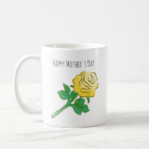 Stor Vacker Gul Ros Kaffemugg