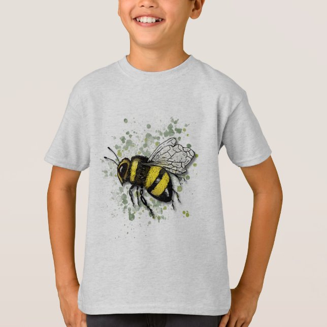 Stor Vacker Humla BEE, Digital Ritning T Shirt (Framsida)