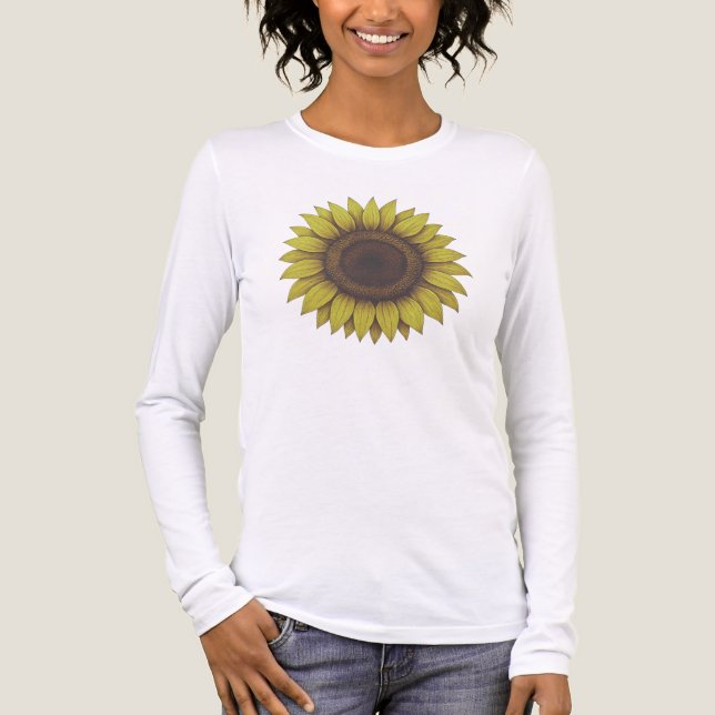 Stor Vacker Jordnära Solros Unisex T Shirt (Framsida)