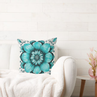 Stor vacker turkosblomma, hyperrealistisk. kudde
