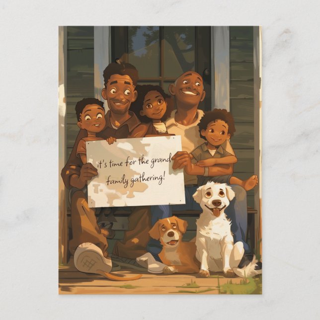 Stor välmående familj vykort (Framsida)