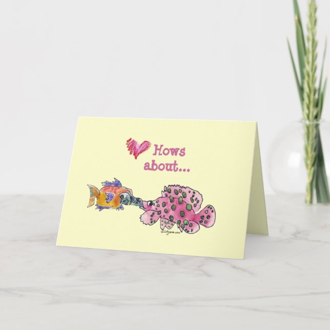 Stor våt kysstecknadfisk helgkort (Framsida)