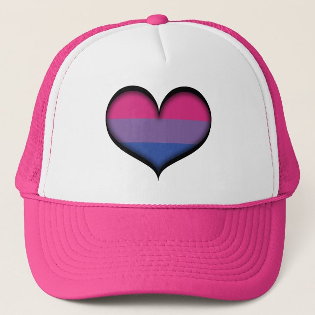 Stor vektor Heart i Bisexual Pride Flagga Färg Truckerkeps (Framsida)