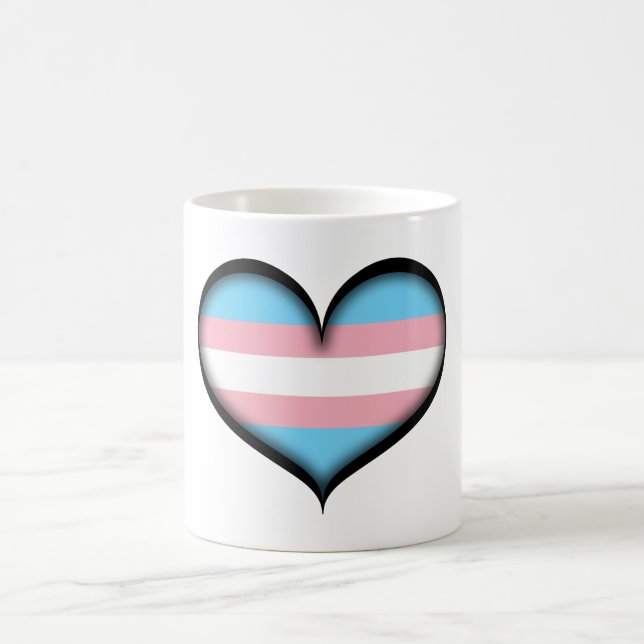 Stor vektorhjärt i Transgender Pride Flagga Färg Kaffemugg (Center)