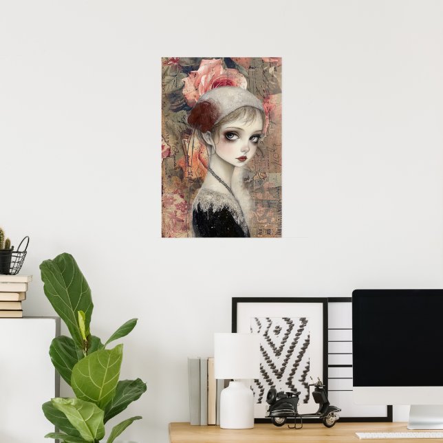 Stor Victorian Gothic Girl & Blommigts Poster (Hemmakontoret)