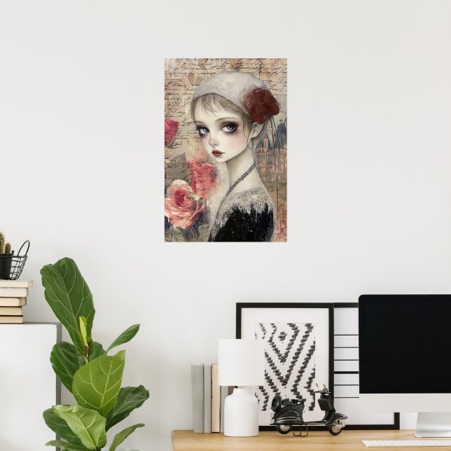 Stor Victorian Gothic Girl & Blommigts Poster (Hemmakontoret)