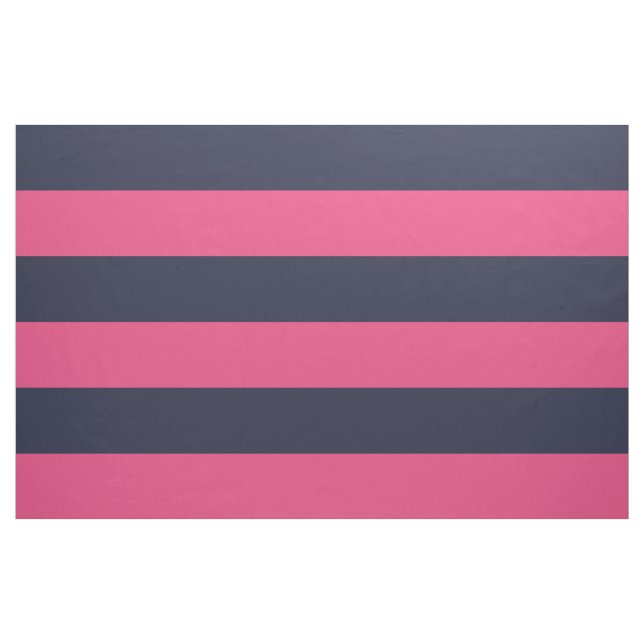 Stor  vid marinblått och Rosa Wide Rand Tyg (Yard)