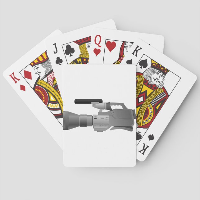 Stor videokamera som leker kort spelkort (Baksidan)
