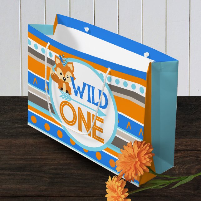 Stor Vild 1 Woodland Fox 1:a födelsedag (Wild One Forest Fox Large 1st Birthday Gift Bag)
