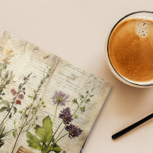 Stor Vintage Akvarell Naturlig Vildblomma Kakelplatta