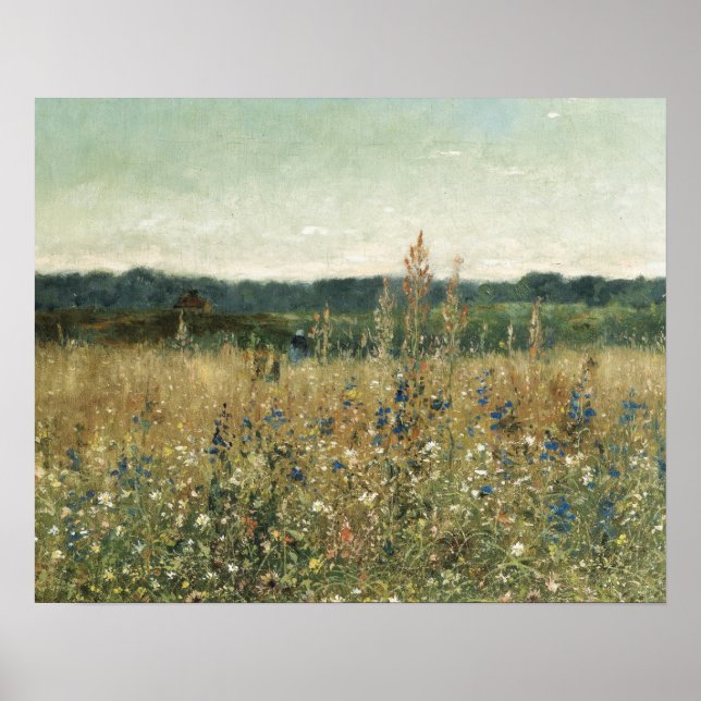 Stor Vintage Botanisk Blommig Lövverk Grönska Poster (Framsidan)