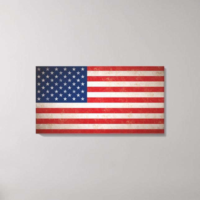 Stor Vintage Grunge Stil American Flagga Canvas (Framsida)