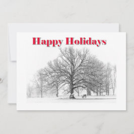 Stor vinterscen högtidskort vit slinga (platt) julkort