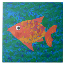 Stor viskfisk i bakgrunden för blå Grönt Kakelplatta