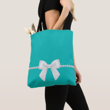 Stor vit båge och pärlor totebag | Tiffany-inspire