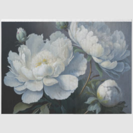 Stor vit, blå och svart Peony Art, Moody Blommigt