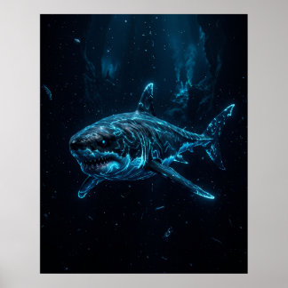 Stor Vit Haj Abyssal Trench Konst Poster