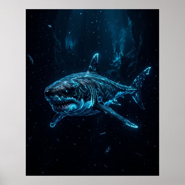 Stor Vit Haj Abyssal Trench Konst Poster (Framsidan)