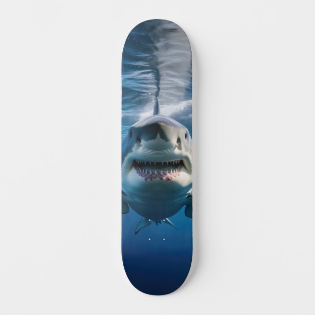 Stor Vit Haj Mini Skateboard Bräda 18,5 Cm (Framsida)
