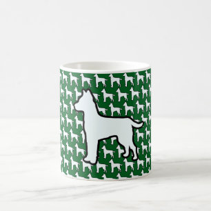 Stor Vit Hund Grön Kaffemugg