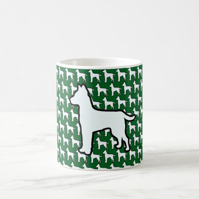 Stor Vit Hund Grön Kaffemugg (Center)