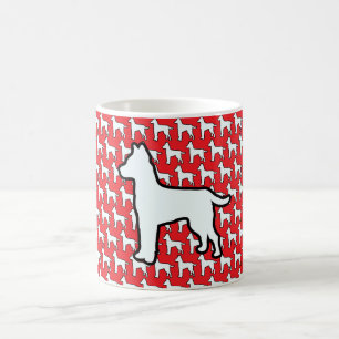 Stor Vit Hund Röd Kaffemugg