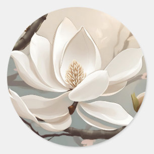 Stor vit Magnolia Flower Runt Klistermärke