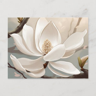 Stor vit Magnolia Flower Vykort