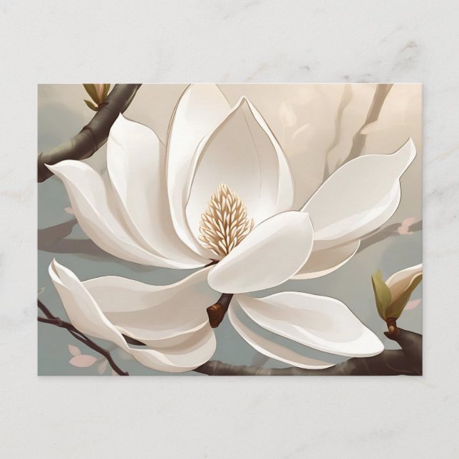 Stor vit Magnolia Flower Vykort (Framsida)