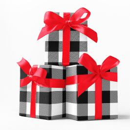 Stor vit och svart chevronbuffelplaid presentpapper