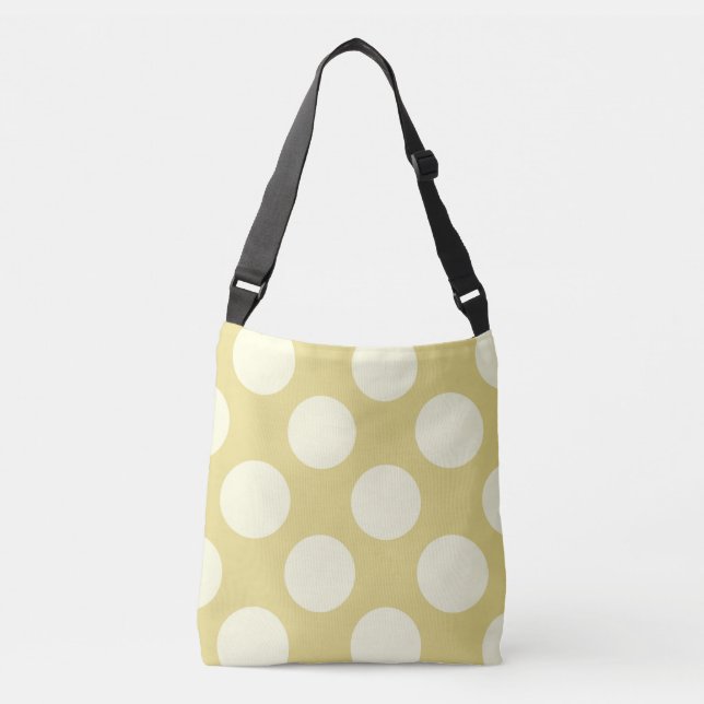 Stor vit polka dots-design på grönt axelväska (Framsida)