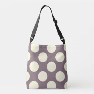 Stor vit polka dots-design på lila axelväska