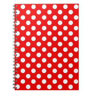 Stor vit Polka dots på en tunn röd bärbar dator Anteckningsbok
