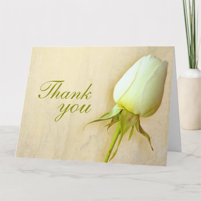 Stor vit rosbrud tacksamhetskort tack kort (Framsida)