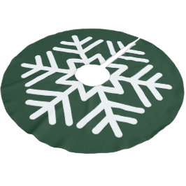Stor vit snöflinga på skogsgrön julgransmatta borstad polyester