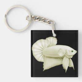 Stor vitBetta Splendens fisk Keychain