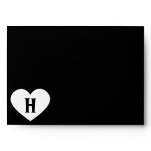 Stor vithjärtaMonogram & svartbakgrund