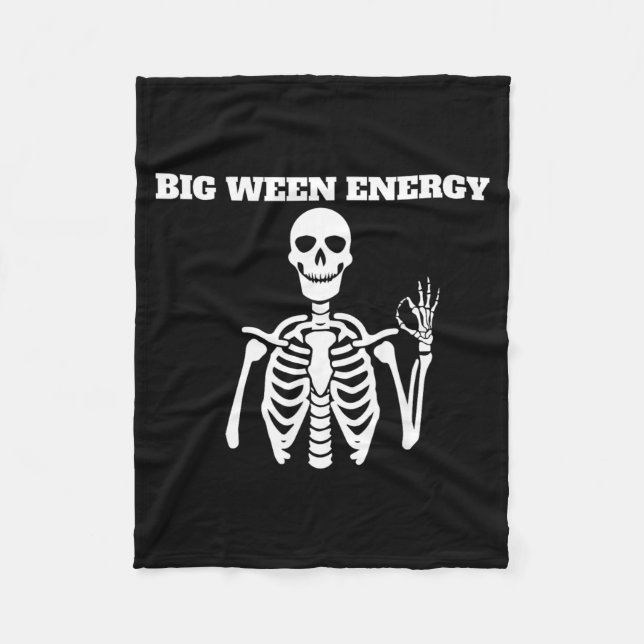 Stor Ween Energi Rolig Skelett Halloween Fleecefilt (Framsidan)
