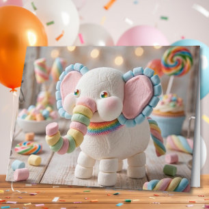 Stor Whimsical Elefant Personlig Födelsedag Kort
