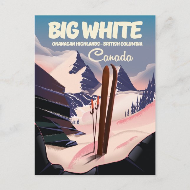 Stor White British Columbia Kanada skidåkning. Vykort (Framsida)