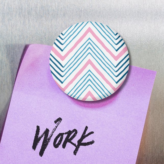Stor Zag-chevron i rosa och akvamarinmagnet Magnet (Skapare uppladdad)