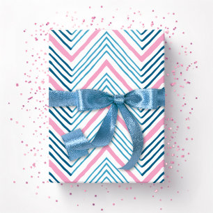 Stor Zag-chevron i rosa och djupt akvatisk Presentpapper