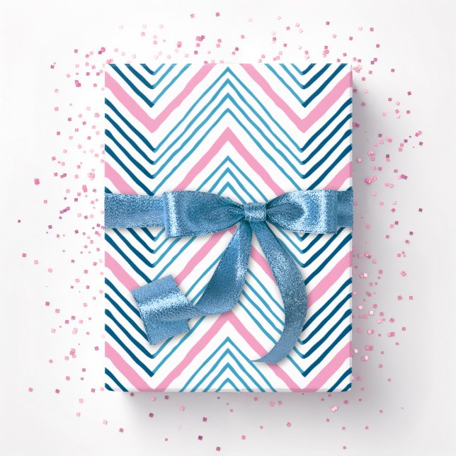 Stor Zag-chevron i rosa och djupt akvatisk Presentpapper (Skapare uppladdad)
