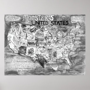 Stora 48 x 36-tums monster i United Stater Poster