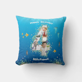 Stora 4e födelsedagen-fotokollage under havet kudde