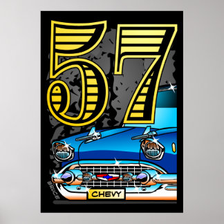 Stora 57-Poster för Chevy Car-Tecknad Poster